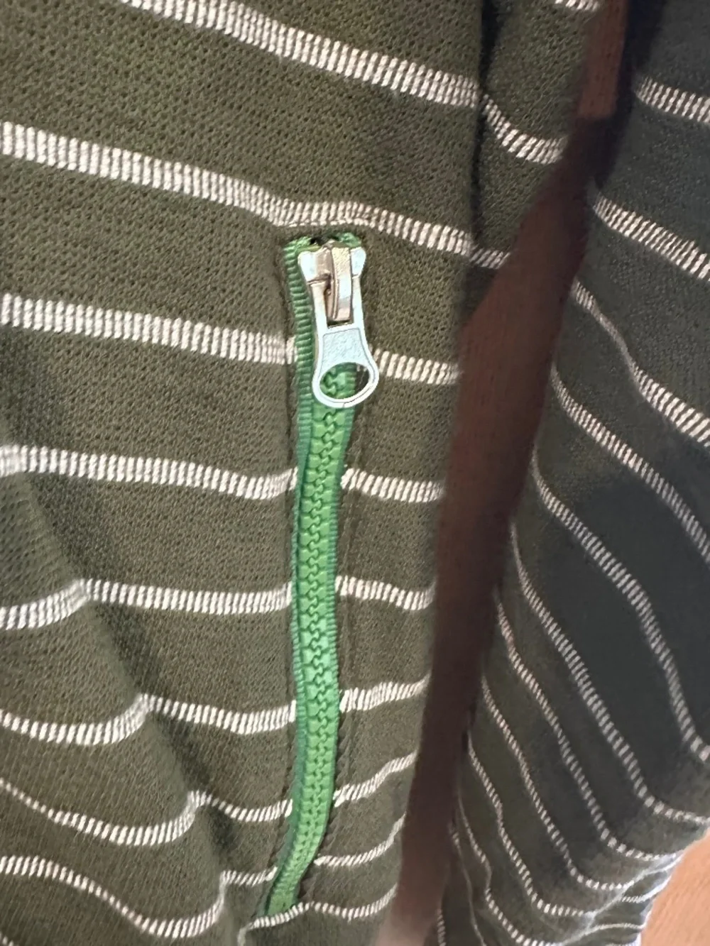 Men's ALPRAUSCH - Olive Green / White Striped Zip Hoody - Size XL - Picture 10 of 16